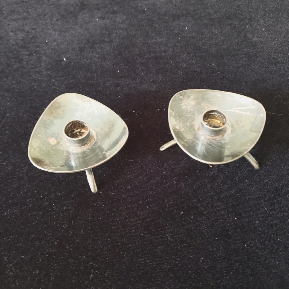 COHR DENMARK   Silver Plated Vintage Shiny 2 Pcs Candle Holders